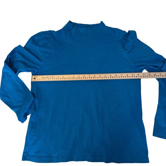 LOFT Puff Sleeve Blue Blouse Size XXL - Picture 4 of 9